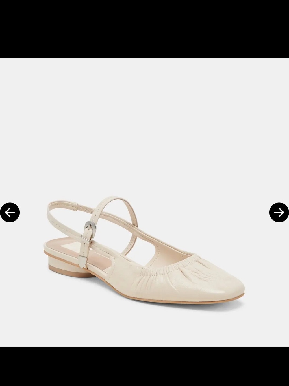 Women’s Dolce Vita Rianne Ivory Crinkle Patent Slingback Flats Shoes 9.5 NIB